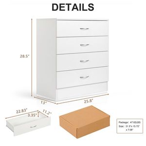 Comò Moderno Semplice Bianco a 4 Cassetti - Product Image 6