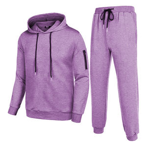 Ensemble de survêtement 2 pièces marron uni pour homme : sweat à capuche et pantalon de jogging à cordon – Tenue de sport décontractée - Product Image 3