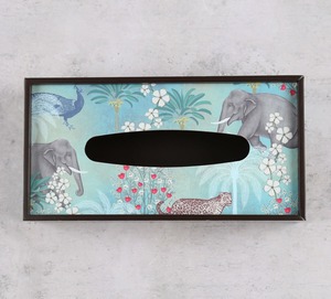 Boîte à mouchoirs en MDF bleu faite à la main, design unique, imprimé bois avec motif animal, autoportante pour la décoration de la maison, du bureau ou de la table. - Product Image 6