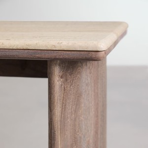 Vandana Terra Sierra travertine and acacia wood side table - Product Image 5