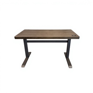 Bureau d'ordinateur à hauteur réglable, surface en bois, structure en métal, bureau électrique à hauteur variable - Product Image 1