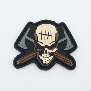 Patch Crâne 3D en Caoutchouc avec Haches Croisées, Forme Irrégulière, Étiquette PVC Gaufrée à Coudre pour Vêtements, Sacs, Chapeaux, Vestes et Accessoires - Product Image 4