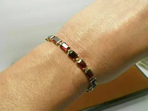 Pulsera de tenis de moissanita con corte brillante redondo, plata de ley 925 chapada en oro, joyería de lujo para mujer, TISHYA DIAMOND 12gm - Product Image 2
