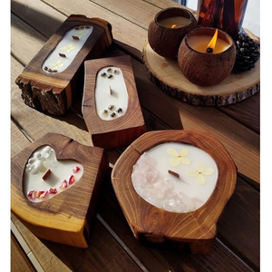 Portavelas Artesanales de Madera Natural Marrón de Primera Calidad, Forma Personalizada, Decoración para el Hogar, Bodas y Navidad - Product Image 1