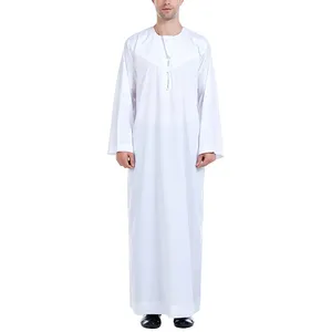 Túnica Árabe Musulmana para Hombre, Abaya Holgada de Manga Larga con Cuello Alto, Diseño de Parches, Material de Poliéster, Dubai Jubba Thobe con Bolsillos - Product Image 2