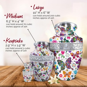 Urnes funéraires de haute qualité, artisanales, multicolores, en forme de papillons, fournitures funéraires, récipient métallique pour cendres funéraires, pot pour urnes adultes - Product Image 6