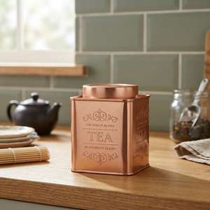 Premium Stainless Steel Tea <b>Tin</b> Box Airtight Metal Tea Storage Canister Elegant Copper Finish Kitchen Organizer for Tea and Coff - Product Image 2