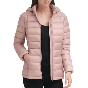 Women Packable Hooded Puffer Jacket Lightweight Quilted Down Jacket Slim Fit <b>Travel</b> Puffer <b>Coat</b> OEM Custom Pink - Product Image 5