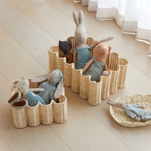 Cute scalloped rattan <b>basket</b> children room <b>storage</b> accessory natural kid <b>toy</b> organizer <b>baskets</b> - Product Image 4