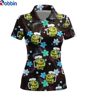 เสื้อผ้ากีฬาแฟชั่นผู้หญิง เสื้อถักนิตติ้ง ผ้าฝ้าย 100% ระบายอากาศได้ดี พิมพ์ลายดิจิทัล ปักลาย สวมใส่สบาย แขนสั้น เหมาะสำหรับเทนนิส กอล์ฟ - Product Image 4