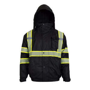 Chaqueta de Seguridad Invernal de Alta Visibilidad Naranja y Negra, Chaqueta de Trabajo con Capucha Reflectante, Ropa de Protección Industrial Resistente a la Intemperie - Product Image 4