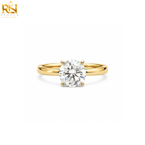Bague de fiançailles solitaire unisexe en or 9K/14K/18K avec diamant de laboratoire, ajustement confortable |   Bijoux personnalisés à bords polis - Product Image 1
