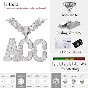 จี้เพชรโมอิสซาไนต์คุณภาพสูงใหม่ เงินแท้ 925 ประดับเพชรเต็มตัว สีทองและสีเงิน สำหรับเครื่องประดับฮิปฮอป - Product Image 5