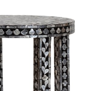 Premium Mother of Pear Inlay Work on MDF Bedside Table Vintage Seashell Flower Decorative design side table for home Office use - Product Image 6