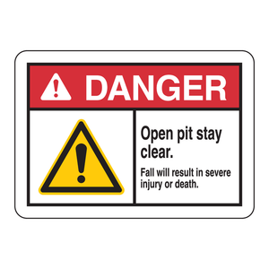 Danger <b>Open</b> Pit Fall Warning <b>Sign</b>-Indoor Outdoor Industrial Safety UV Printed Traffic <b>Sign</b> Board - Product Image 2