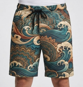 Shorts de sport pour hommes en molleton sublimé, taille mi-haute à cordon de serrage, style streetwear décontracté - Product Image 6