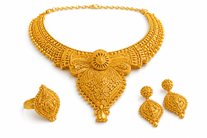 Nuevo y Hermoso Conjunto de Collar Corto con Dijes, Chapado en Oro de 18K, Cadena de Caja, Diseño Floral, Joyería Clásica de Latón de Un Gramo para Mujeres y Niñas - Product Image 2