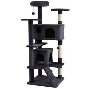 Torre de lujo para gatos de 52 pulgadas de altura con perchas, casitas y postes rascadores - Parque de juegos multi-gato gris oscuro - Product Image 4