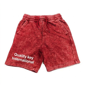 Wholesale Men's Acid Wash Cotton Shorts Custom Logo Men's Shorts <b>Polyester</b> Breathable Long Drawstring <b>Boxer</b> Shorts - Product Image 2