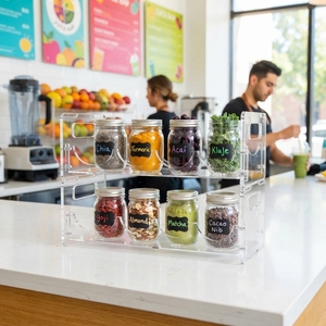 Acrylic Modern Portable Countertop Bottle <b>Display</b> Stand for Multi-Bottle Retail Beverage and Drink Promotion - Product Image 1