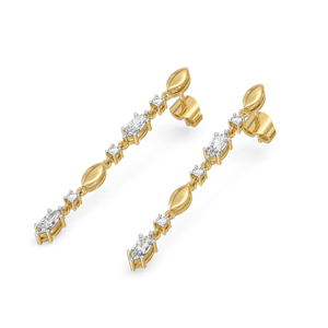 Pendientes clásicos chapados en oro de 18 quilates con diamante de corte marquesa y joyería de boda para mujer - Product Image 2