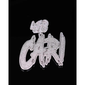 <b>Custom</b> Iced Graffiti <b>Name</b> Pendant Moissanite 925 Sterling Silver GIA Certified Hip Hop <b>Necklace</b> Personalized Luxury Jewelry Gift - Product Image 3
