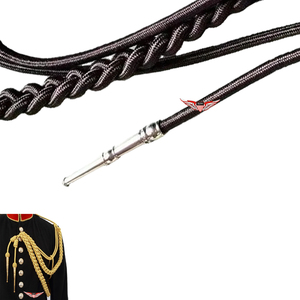 <b>Black</b> Braided International <b>Black</b> Aiguillette Uniform Shoulder <b>Cord</b> Metallic Silver Tip Metallic <b>Cord</b> - Product Image 3