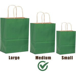 Confezione da 32 Sacchetti Regalo in Carta Verde Scuro di Medie Dimensioni con Manici, 7.6"x4.75"x10.5", Multiuso - Product Image 1