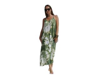 Meilleure qualité mode européenne 2025 femmes fête sans manches mode été Boho Maxi robe cravate teinture rayonne décontracté Maxi robe - Product Image 1