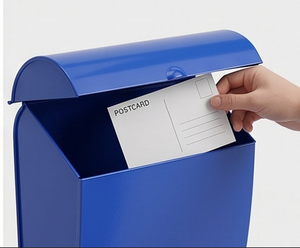 Boîte aux lettres murale galvanisée de qualité supérieure, revêtement en poudre bleue, étanche, accès frontal, sans serrure - Product Image 3