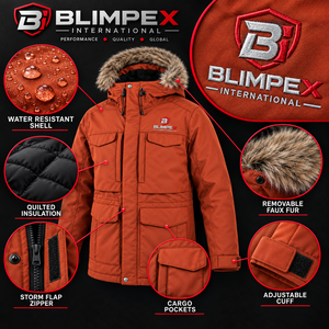 OEM Custom <b>Mens</b> Insulated Parka Jacket Faux <b>Fur</b> <b>Hood</b> Waterproof Four Pocket Winter <b>Coat</b> Private Label - Product Image 5
