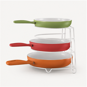 4-Tier Frying Pan Organizer <b>Rack</b> for <b>Kitchen</b> Cabinet Space-Saving Pot Holder Metal <b>Storage</b> Stand for Countertop and Pantry - Product Image 5