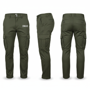 <b>Men's</b> <b>Khaki</b> Straight Fit Casual Trousers Mid Waist Button Fly Letter Decoration Left Leg Flat Front Woven Pants - Product Image 5
