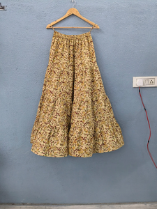 Ethnic Women's Summer Dress Hand Block Printed Cotton Long Maxi <b>Skirt</b> <b>with</b> <b>Elastic</b> <b>Waist</b> Breathable Sustainable Casual Style - Product Image 4