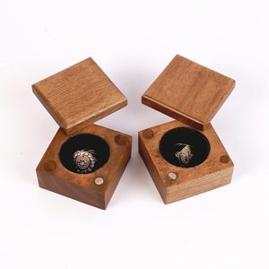 Custom Wood <b>Ring</b> <b>Box</b> Holder, Double Slot Wedding & Engagement <b>Ring</b> <b>Box</b>, <b>Ring</b> <b>Bearer</b> with Transparent Lid & Wood Base - Product Image 1