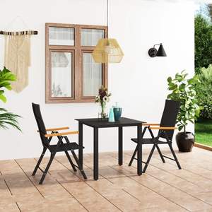 <b>Black</b> And Brown Pe Rattan Wpc Dining Set With Aluminum <b>Frame</b> Foldable Garden Furniture For Outdoor Use 2 Seater Contemporary - Product Image 1