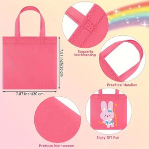 50 Sacchetti Riutilizzabili in Tessuto Non Tessuto da 7.9x7.9 Pollici, Colori Arcobaleno Misti con Manici Antiscivolo Magenta, Pieghevoli per Matrimoni - Product Image 2