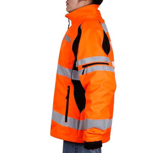 Men's High Visibility Class 3 Waterproof Polyester Rip-Stop Work Jacket Reflective <b>Strips</b> Zipper Closure CE Certified Needle - Product Image 3
