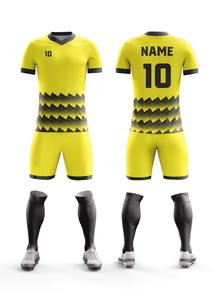 Tenue de football personnalisée d'usine, maillot de football classique, ensemble complet, respirant, polyester/coton, unisexe, séchage rapide, short - Product Image 3