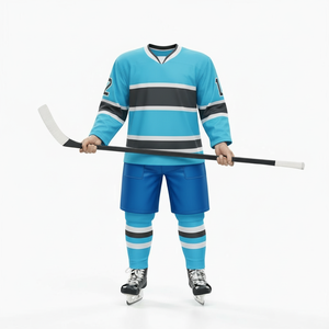 Maillot de hockey sur glace prêt pour le match, kit sportif personnalisé, polyester respirant, uniforme d'équipe sublimé, grande taille - Product Image 4