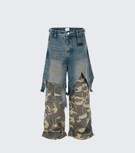 Wholesale Custom street wear Dark Blue Fashion Denim 100% Cotton Washed Straight Wide Leg Plus Size Men Baggy Jeans <b>Pants</b> - Product Image 6