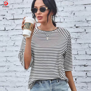 Camiseta de Verano para Mujer, Estilo Raglán, Cuello Redondo, Estampado Sólido, Talla Grande, Manga Corta, Personalizable, Algodón de Alta Calidad - Product Image 3