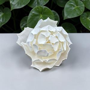 VADEE Craft Fleurs artisanales durables en bois de Sola, couleur crème vintage, taille 8,5 cm, avec tige en fibre de plantes de Sesbania Phra - Product Image 1