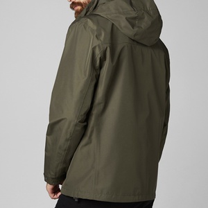 Men Solid Stand Collar <b>Waterproof</b> Hiking Jacket with Full Zip Front Logo Polyester Soft Shell Outdoor Travelwear OEM - Product Image 6