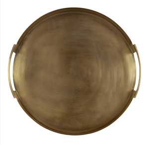 Plateau décoratif rond moderne avec poignées, emballage en une seule pièce - Product Image 2