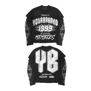 Oem Custom Screen Print <b>Men</b> Boxy Fit Double Layer <b>Long</b> Sleeve <b>T</b> <b>Shirt</b> Oversized Vintage Acid Wash <b>Men's</b> Heavyweight <b>T</b> <b>Shirt</b> - Product Image 3