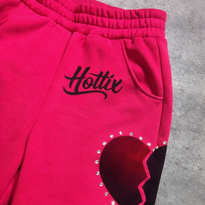 Pink Butterfly Print Sweatpants Women Wide Leg Joggers Rhinestone Graphic Streetwear Y2K Fashion Casual Loose Fit Trousers - Product Image 2