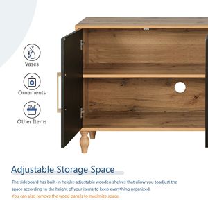 Grande Armadio con Anta Intagliata a Fiori per Soggiorno, Cucina e Ingresso, con Maniglia in Legno Naturale e Metallo - Product Image 6