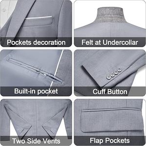 Men Formal Dress Business Office Meeting 3pcs <b>Set</b> Pant Coat & Vest Wholesale <b>Blazer</b> Pant Coat Tuxedo Suit Breathable OEM Service - Product Image 5
