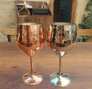 Verres à vin incassables en acier inoxydable avec base hautement robuste, gravés en laiton, très demandés et à prix abordable - Product Image 1